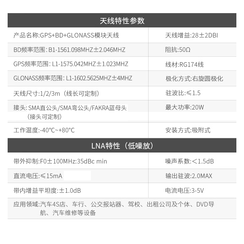 热销款GPS定位天线多款可选28dbi高增益有源天线