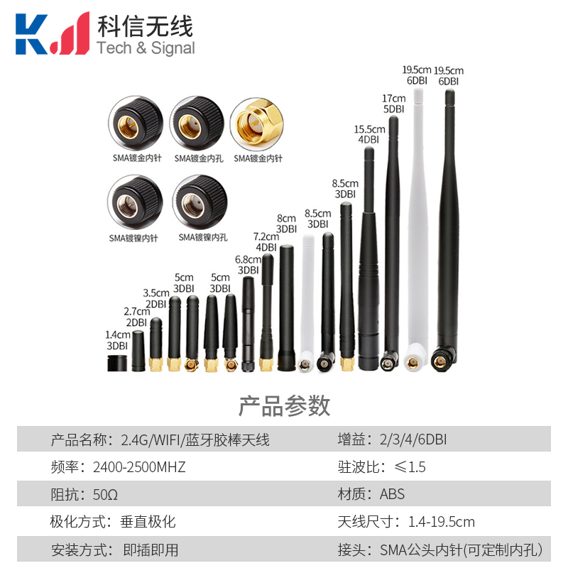 2.4g高增益可折叠wifi路由器天线外置胶棒天线